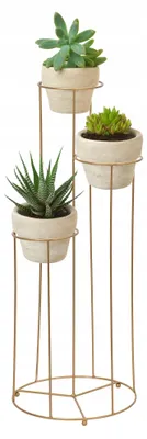Produktbild von Framado Torre Metall Pflanzenständer Loft Goldfarben 3-Töpfe
