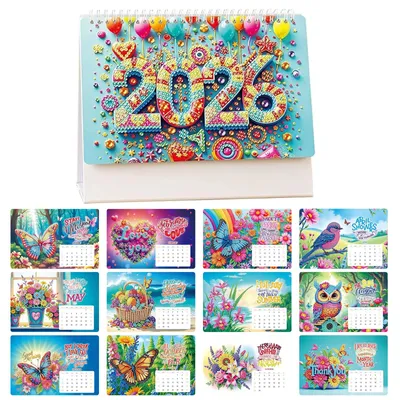 Diamond Painting Kalender 2026, Tischkalender, DIY, 12 Monate, Weihnachten