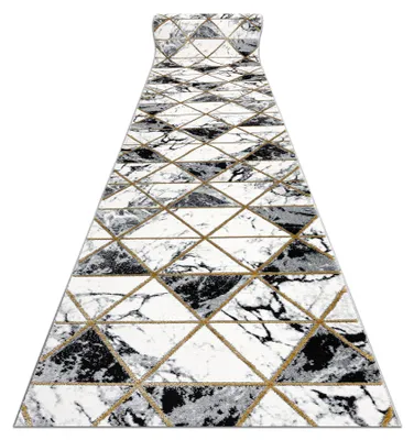 Image de Tapis de couloir EMERALD exclusif 1020 glamour, élégant marbre, triangles noir / or 80 cm noir 80x400 cm