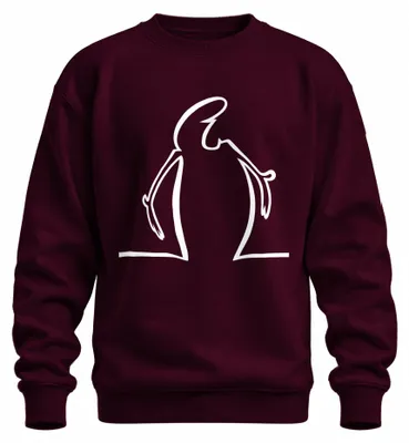 Imagen del producto de Sudadera con cuello redondo, diseño "Linea Balum Strichmännchen" de Osvaldo Cavandoli, estilo dibujo animado, color burdeos, talla XXL