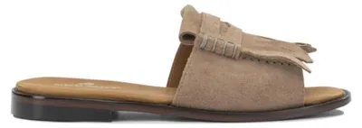 Image de Sebago claquettes femme beige fringes en daim avec maxi franges - 5.5