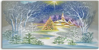 Produktbild von Coloray Acrylbild 100x50  Wandbild Acrylbilder Foto groß Aquarell Winterlandschaft
