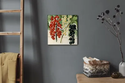 Produktbild von Coloray Hodiny Unikátní 30x30 cm  Tiché hodiny Pro obývací pokoj a kuchyň Nástěnné hodiny Plátno Bílé ručičky hodin - Listy ovocné větev
