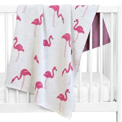 Produktbild von Decke Flamingo - 80 x 100 cm - Grau | by SEVIRA KIDS