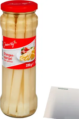 Produktbild von Jeden Tag Stangenspargel Weiß Handgeschält (370ml Glas) + usy Block