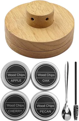 Produktbild von Cocktail-Räucher-Set mit 4 Holzspänen. Whiskey-Räucher-Set für Cocktails, Wein, Whisky und Bourbon