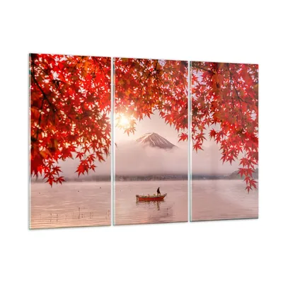 Produktbild von Bilder auf glas - Vulkan See - 105x70cm - Glasbilder - Wandbilder - Bilder - Kunstdruck - zum Aufhängen bereit - Wanddekoration aus Glas - Glas Bilder - Wandbild auf Glas - 3 Teile - GCE105x70-4107