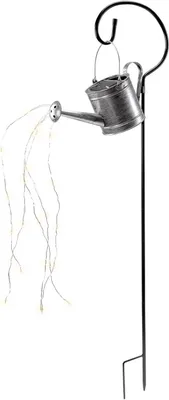 Produktbild von Deko Solar LED Gießkanne aus Metall mit LED-Lichterschweif, Solarleuchte mit 25 LEDs beleuchtet, Gartendeko im vintage-Look