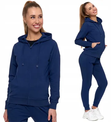 Produktbild von Damen-Sweatshirt mit Kapuze, Baumwolle, modisch, Reißverschluss, weich, MORAJ S NAVY
