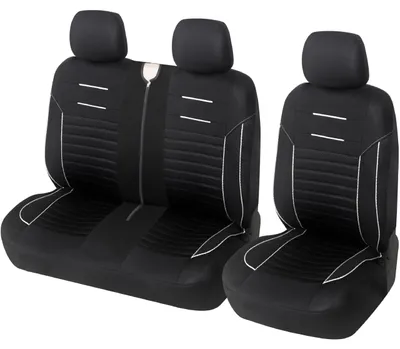 Produktbild von Upgrade4cars Transporter Autositzbezüge Set für die Vordersitze | Van Auto-Schonbezüge Universal in Schwarz Weiß