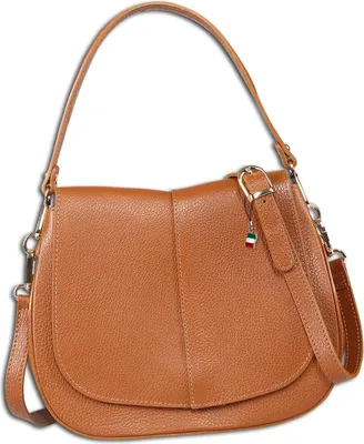 Image de Sac à bandoulière pour femme Florence, en cuir marron, dimensions 9 x 27 x 26 cm, OTF178C3