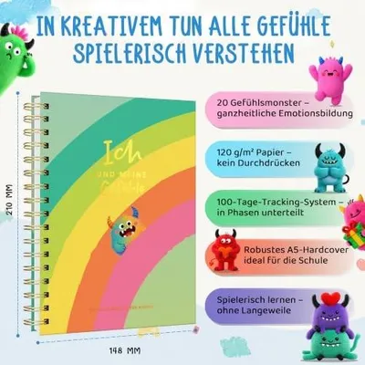Image de Cahier vert à motif arc-en-ciel