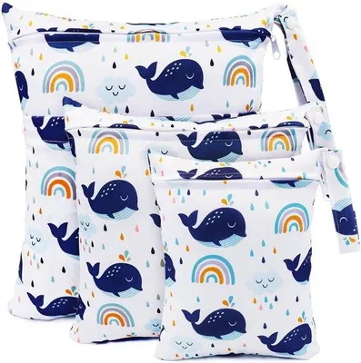 Productafbeelding van Luiertas met neuszakken - 3 stuks wetbag - stoffen luiers - organizer voor baby's