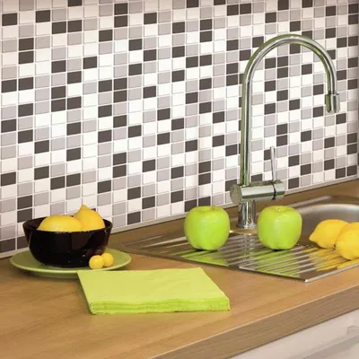 Produktbild von RoomMates - StickTILES - Mosaik Schwarz-Weiß - selbstklebende Wand- Fliesen