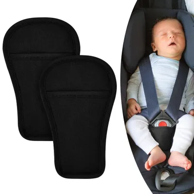Productafbeelding van Gordelbeschermer - Universeel - Set van 2 - Zwart - Voor autostoeltje en kinderwagen