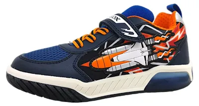 Image de Chaussures pour enfants Geox Inek Bay, chaussures de ville pour garçons, fermeture à velcro, couleur bleue, style décontracté