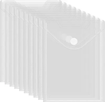 Image de Lot de 10 pochettes A5, compartiments transparents avec fermeture velcro, pochettes d'archivage imperméables pour documents (25 x 18 cm)