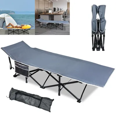 Produktbild von TANYEAR Feldbett klappbar 190 x 62 x 38 cm 250 kg Grau Campingbett Transporttasche