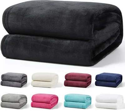 Produktbild von Kuscheldecke 220x240 cm Schwarz Wohndecke Flauschige Winter Decke Sofadecke Fleecedecke