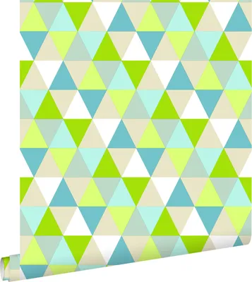 Produktbild von ESTAhome Tapete Dreiecke Lindgrün, Türkis und Beige 53 cm x 10.05 m