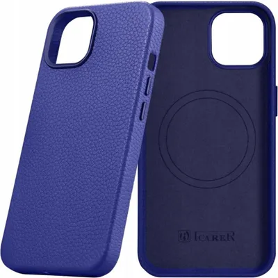 Image de Icarer Litchi Premium Leather Case Iphone 14 Magnetic With Magsafe Dark Blue (Wmi14220709-Db)