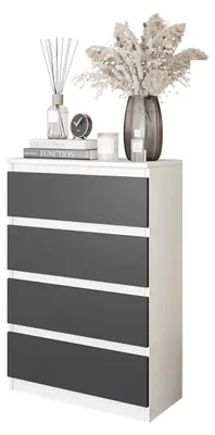Immagine prodotto di Comodà bianco opaco / grigio antracite con 4 cassetti – Comodà compatto per camera da letto e soggiorno – Credenza moderna – GABRIEL