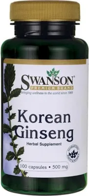 Zdjęcie produktu dla Swanson, Żeń-szeń koreański 500 mg, 100 kapsułek