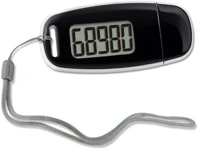 Produktbild von Pedometer mit Klett und Kordel - Benutzerfreundlich - Pedometer - Großes Display - Handtaschenformat - Schwarz