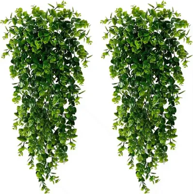 Produktbild von Künstliche Eukalyptus-Hängepflanze, künstliche Grünpflanze mit Blätterranke, UV-beständig, für Innen- und Außenbereich, Hochzeits-, Wohn- und DIY-Deko