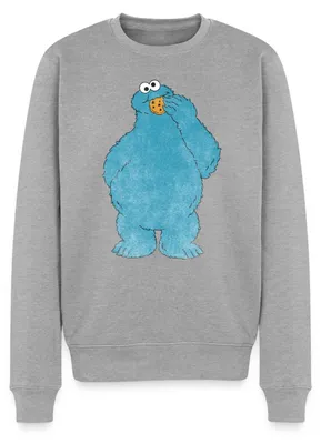 Produktbild von Spreadshirt Sesamstraße Krümelmonster Naschen Herren Premium Pullover, XL, Grau meliert