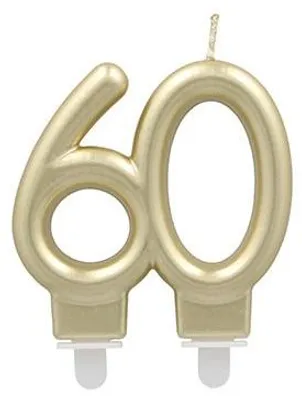 Produktbild von Jubiläumskerzen mit Halter 7 cm gold "60"