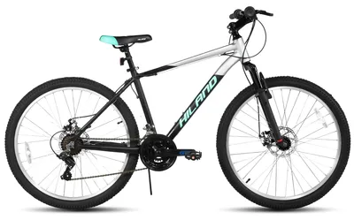 Immagine prodotto di Mountain bike da uomo - ruote da 66 cm - 18 velocità - telaio in alluminio - freni a disco meccanici anteriori e posteriori - forcella ammortizzata - colore nero