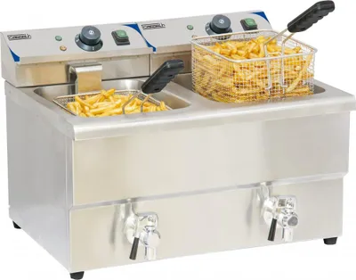Image de Friteuse électrique 2x8l 6500w avec vanne de vidange - Casselin - CFEV82 -