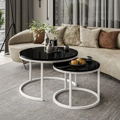 Produktbild von Runder Couchtisch CIRI 2in1 Hochglanz