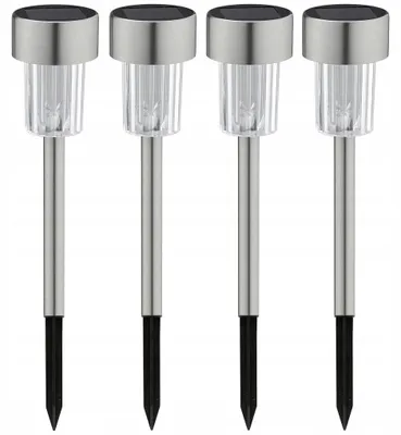 Produktbild von SuperLED Spillo Solar-Gartensteckleuchte LED Silber 4er-Set