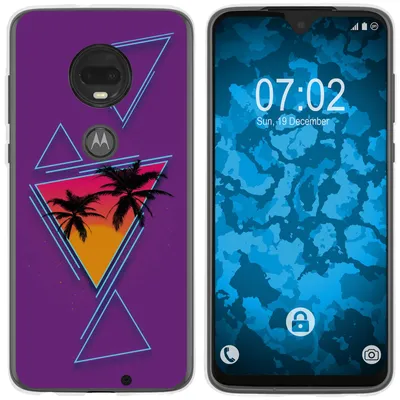Produktbild von PhoneNatic Case kompatibel mit Motorola Moto G7 Silikon-Hülle Retro Wave Palmen M3