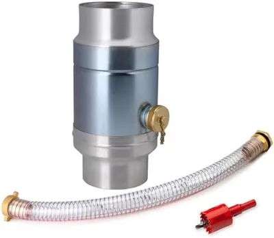Produktbild von PolkaHome® Regenwasserfänger, 100 mm, mit Schlauch und Anschluss für Regentonne, aus langlebigem verzinktem Stahl