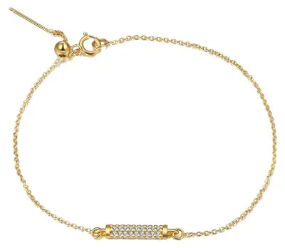 Produktbild von GlimmerBar – Armband aus 925 Silber vergoldet mit funkelndem Zirkonia-Zylinder