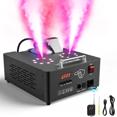 Immagine prodotto di Macchina del fumo - Macchina del fumo verticale DMX512 - 2000 W - Due tubi regolabili - RGB 3-in-1 - 16 LED - Spina EU
