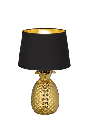 Immagine prodotto di Pineapple R50431079 Lampada da tavolo, Vetroceramica, paralume in tessuto nero/oro
