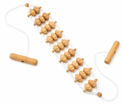 Produktbild von Faszienrolle Holz mit Griff, Rückenroller Massagegerät für Tiefenmassage, Muskelentspannung und Triggerpunkt Massage, ideal für Sport, Fitness und Zuhause