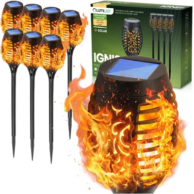 Produktbild von Set mit 8 IGNIS LED-Solar-Gartenlampen, Steckfackeln, Flammeneffekt, 50 cm, LUMILED