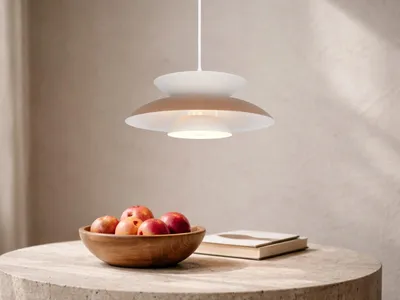 Produktbild von LED Pendelleuchte skandinavisch mit Metallschirm Grau Braun Esstischlampe Ø 40cm