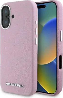 Immagine prodotto di Custodia Karl Lagerfeld Saffiano Full Wrapped Logo in metallo allungato Magsafe Do Iphone 16 Różowy