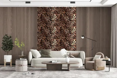 Produktbild von MuchoWow® Fototapete für Wohnzimmer oder Schlafzimmer Wandtapete Vinyl Motivtapete Tiermuster - Leopard - Design - Luxus - 145x220 cm - Wanddekoration