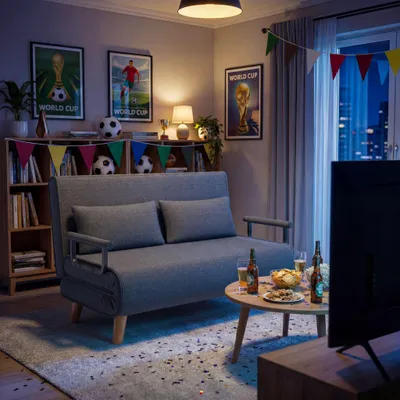 Produktbild von Bealife AR51 6-stufig verstellbares Doppelsofa-Bett, 2-in-1 mit Doppelkissen, dunkelgrau