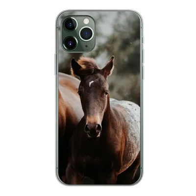 Produktbild von MuchoWow® Handyhülle Schutzhülle Hülle für iPhone 11 Pro Pferde - Wald - Berge Silikon Softcase Handy Hülle - Handy