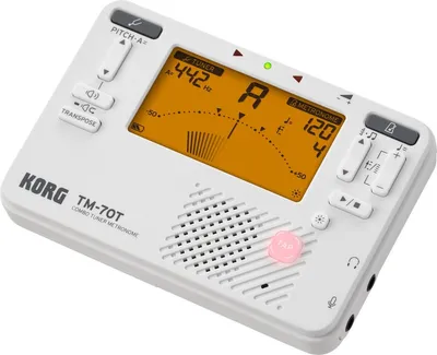Produktbild von KORG TM-70T Tuner Metronom Weiß, Transponierfunktion, klappbarer Ständer, 250h Akkulaufzeit, für Blas- und Streichinstrumente