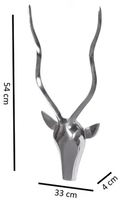 Produktbild von FineBuy Deko Hirschgeweih S Aluminium Wanddeko Landhausstil Silber Metall modern Hirschkopf Landhaus Geweih groß Wohndeko Hirsch außen Wandschmuck