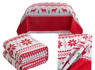 Produktbild von Pikierte Weihnachts-Tagesdecke 170x210 cm mit Motiv